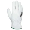Gants en cuir fleur de vache Driver par Juba, Blanc - Taille XS