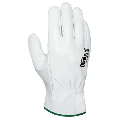 Gants professionnels Driver en cuir fleur de vache, Blanc - Usage sec et manutention - Juba