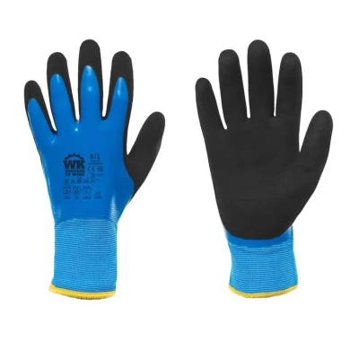 Gants professionnels WKP706 polyester jauge 13 enduction latex sandy latex, Bleu - Usage milieu froid et humide - WK. Designed To Work