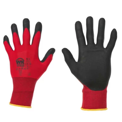 Gants professionnels WKP701 nitrile micro mousse, polyamide �lasthanne, Rouge - Usage manutention de pr�cision et maintenance agricole - WK. Designed To Work