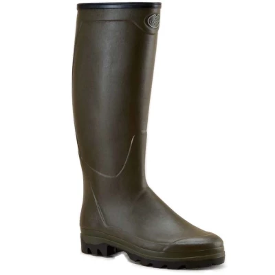 Bottes Country Cross Homme doubl�es n�opr�ne, Vert kaki  - Isolation thermique de -15 � 0 �C - Le Chameau