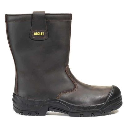 Bottillon de s�curit� Iolar S3 en cuir, isolant et imperm�able par Aigle, Marron fonc� - 39 - Aigle