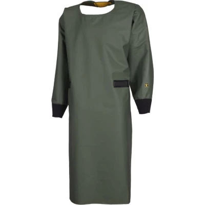 Tablier de traite �leveur avec manches et manchons n�opr�ne, Vert kaki - Guy Cotten