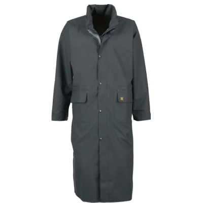 Manteau cir� Prairie long 120 cm �tanche et souple en tissu PVC, Vert kaki - Guy Cotten
