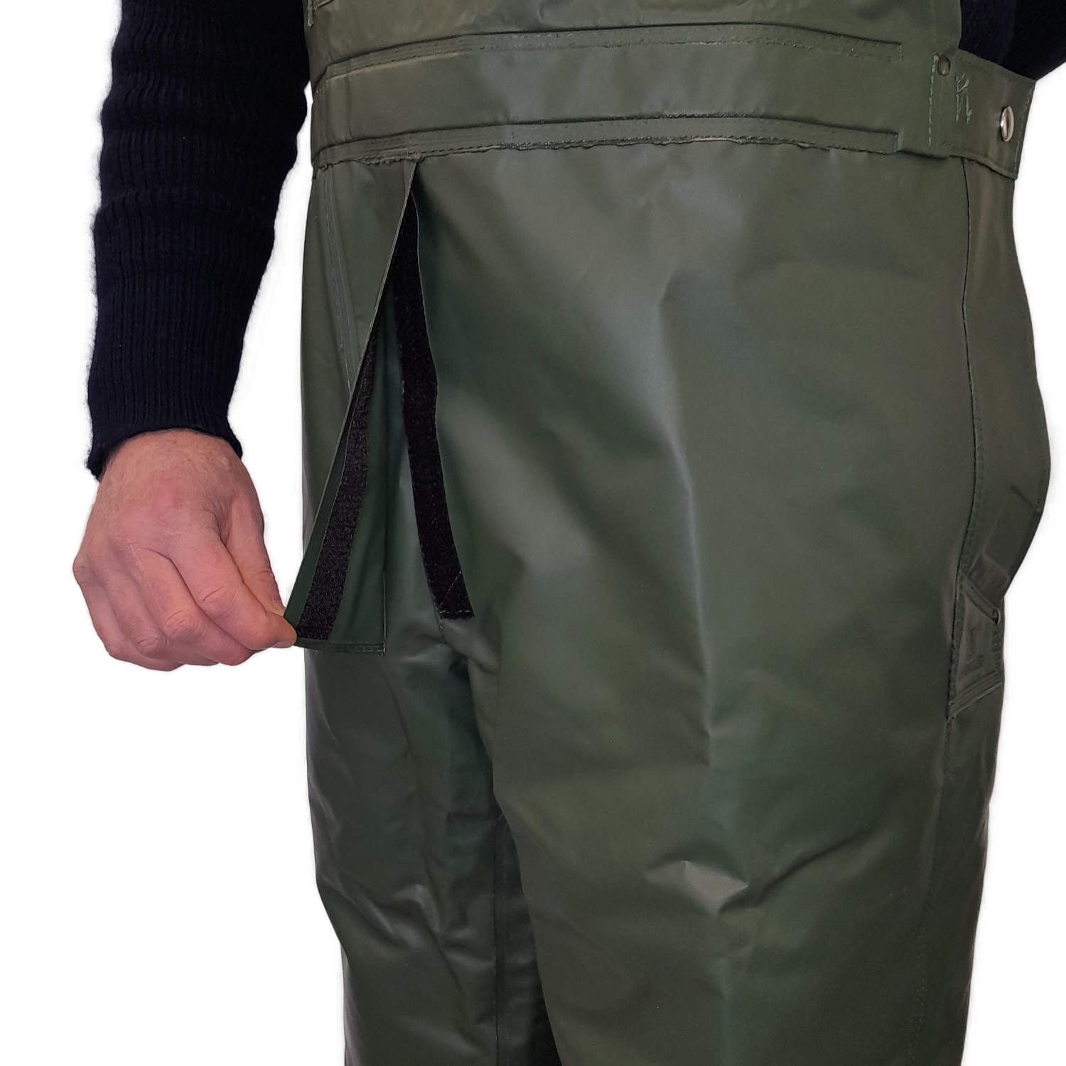 Détail braguette à rabat scratch