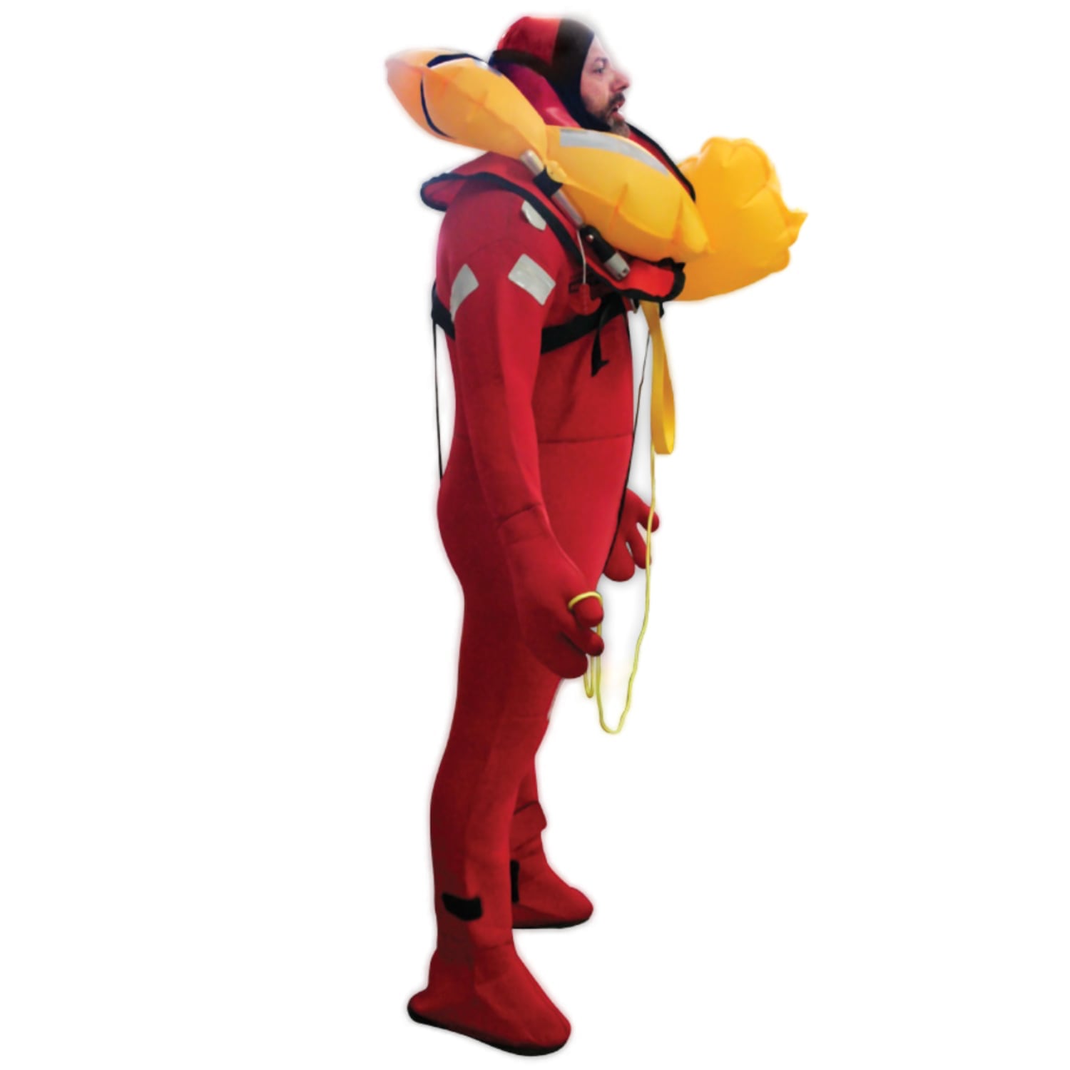 Vue portée de profil avec gilet de sauvetage ouvert