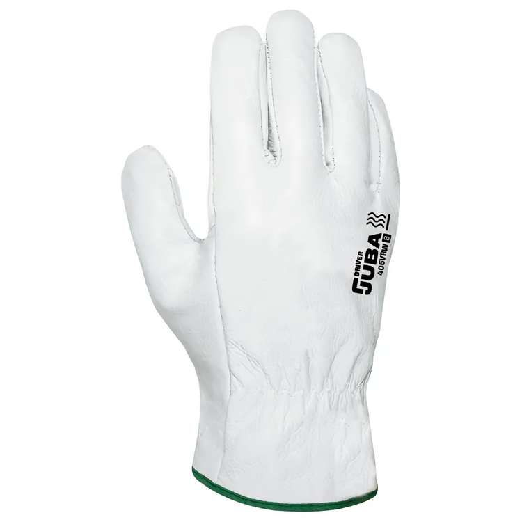Gants en cuir fleur de vache Driver Blanc - Juba