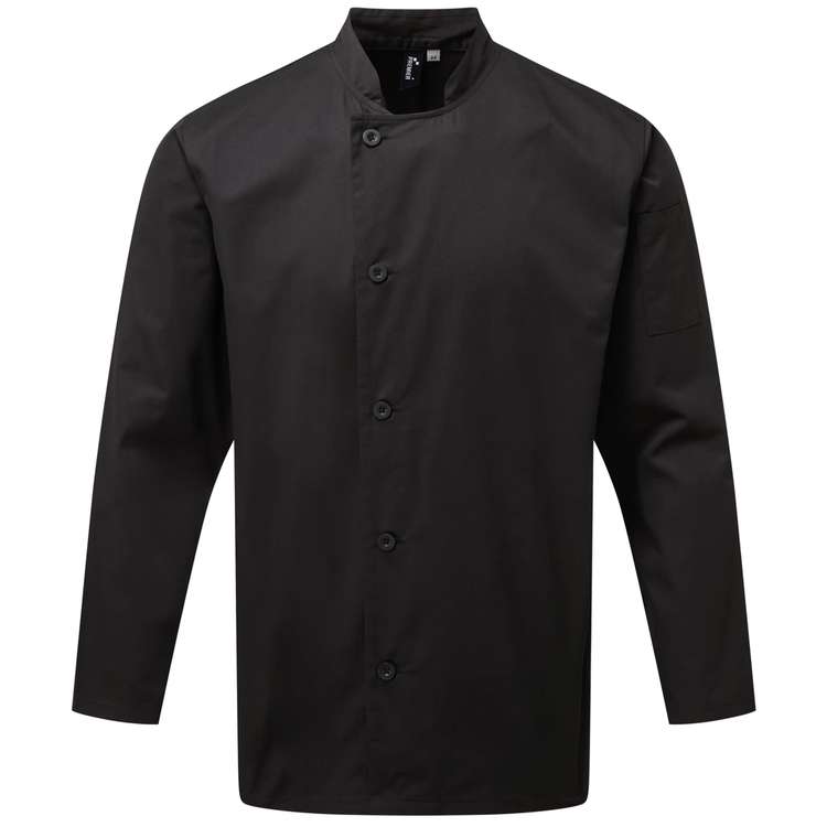 Veste de poissonnier manches longues simple boutonnage Essential Noir - Premier