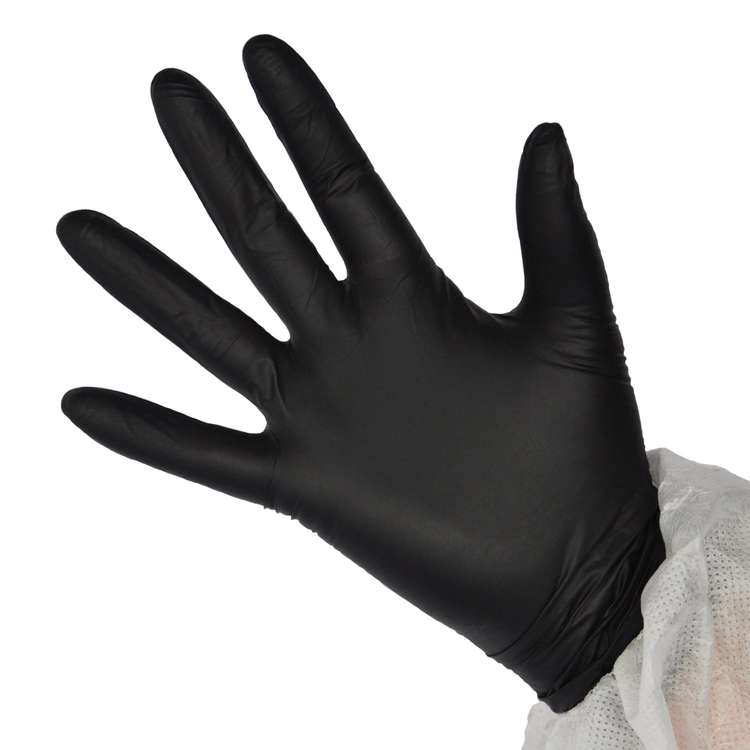 Bo�te de 100 Gants jetables en Nitrile non poudr�  Noir - Mer.fr